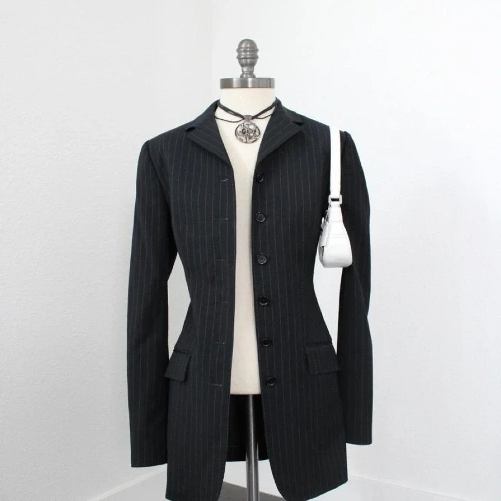 Vintage Dolce and Gabbana 6-button pinstripe blazer